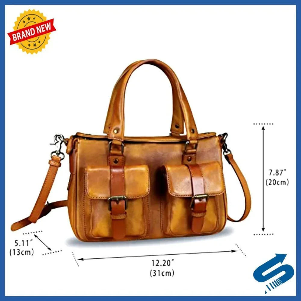 Genuine Leather Satchel Purse Top Handle Shoulder Crossbody Bag